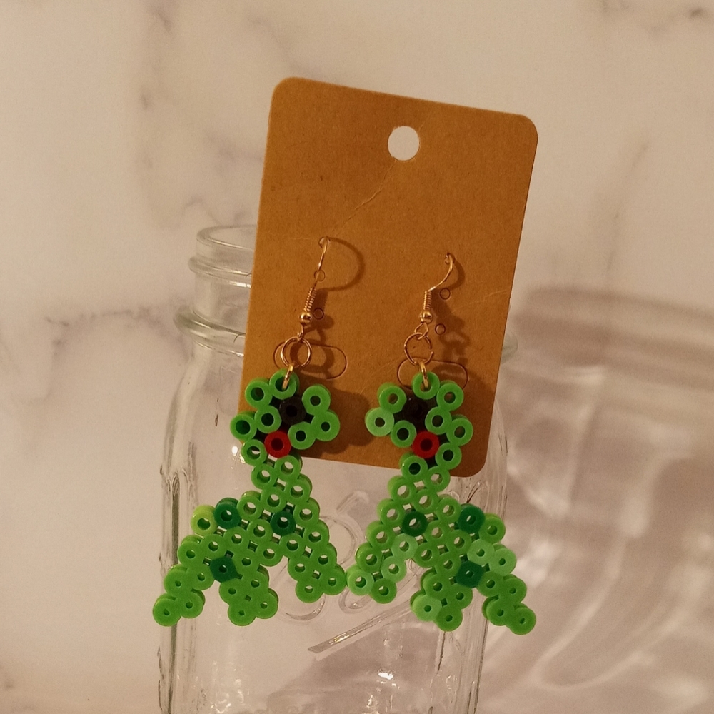 Medium size green dinos earrings